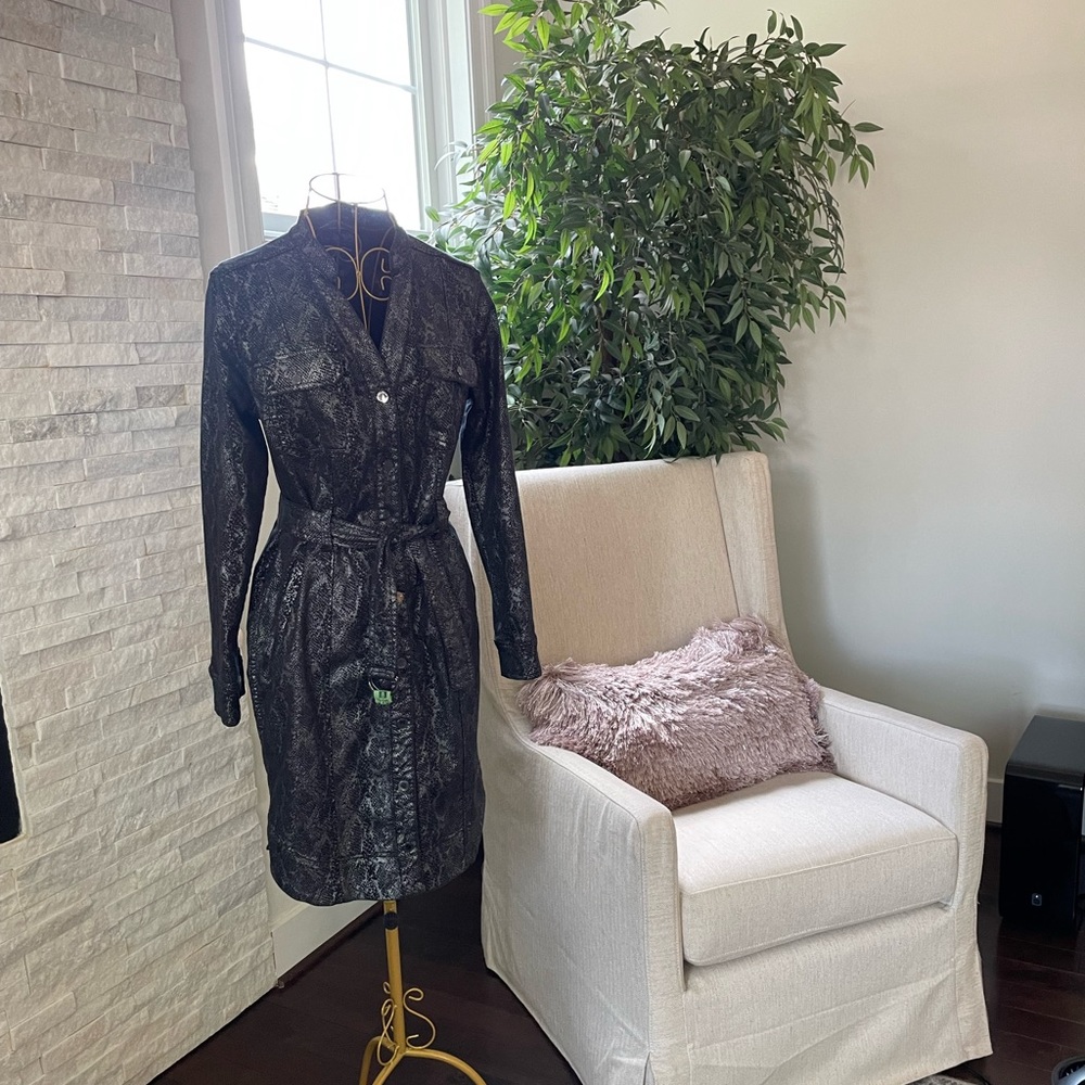 White House Black Market Denim Snake-Print Dress